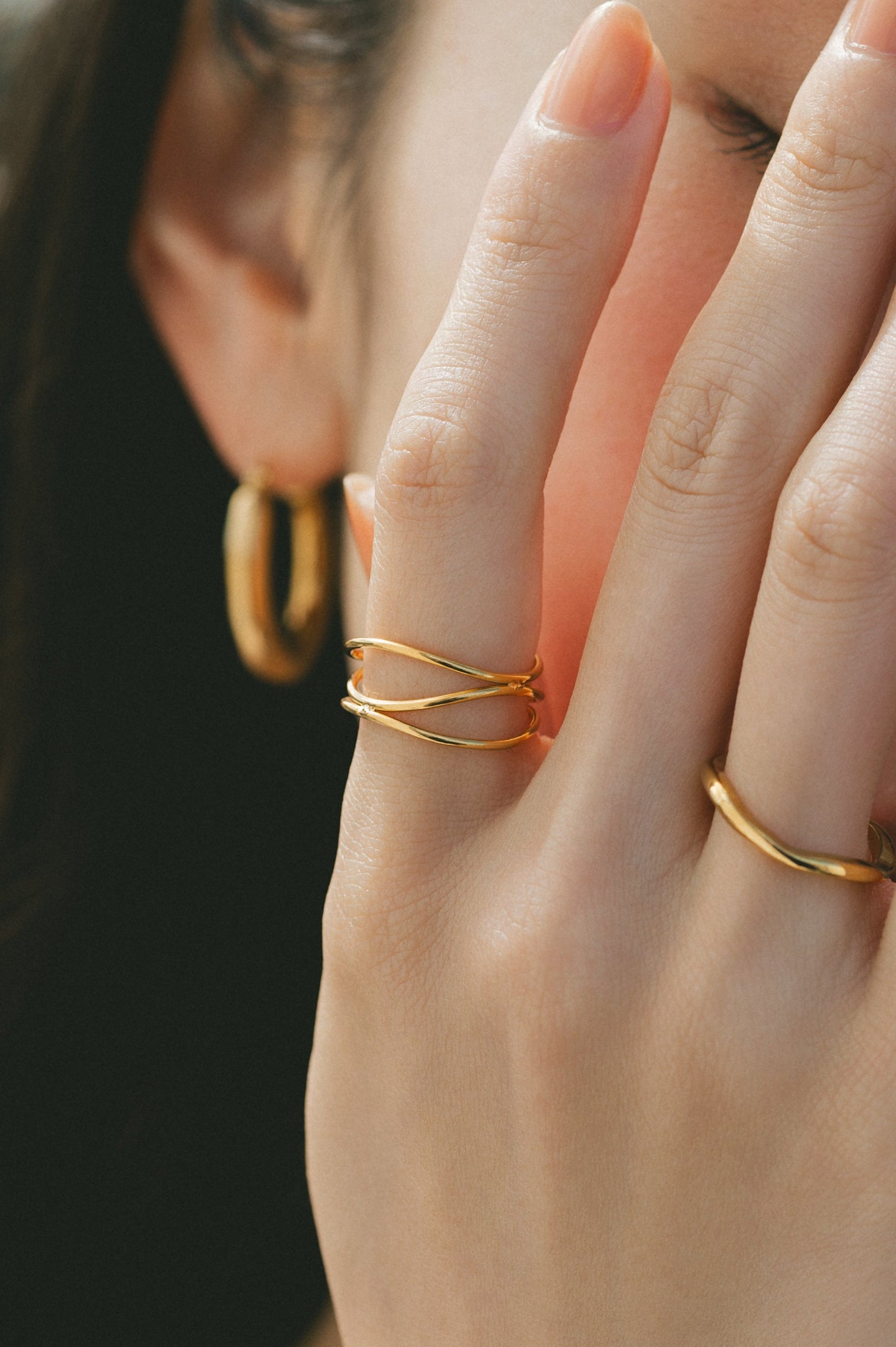 【Wind Rise】Triple Loop Line Ring