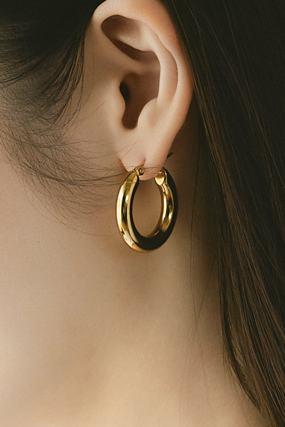 チャンキーフープピアス ゴールド 万能フープピアス サージカルステンレス EPIS