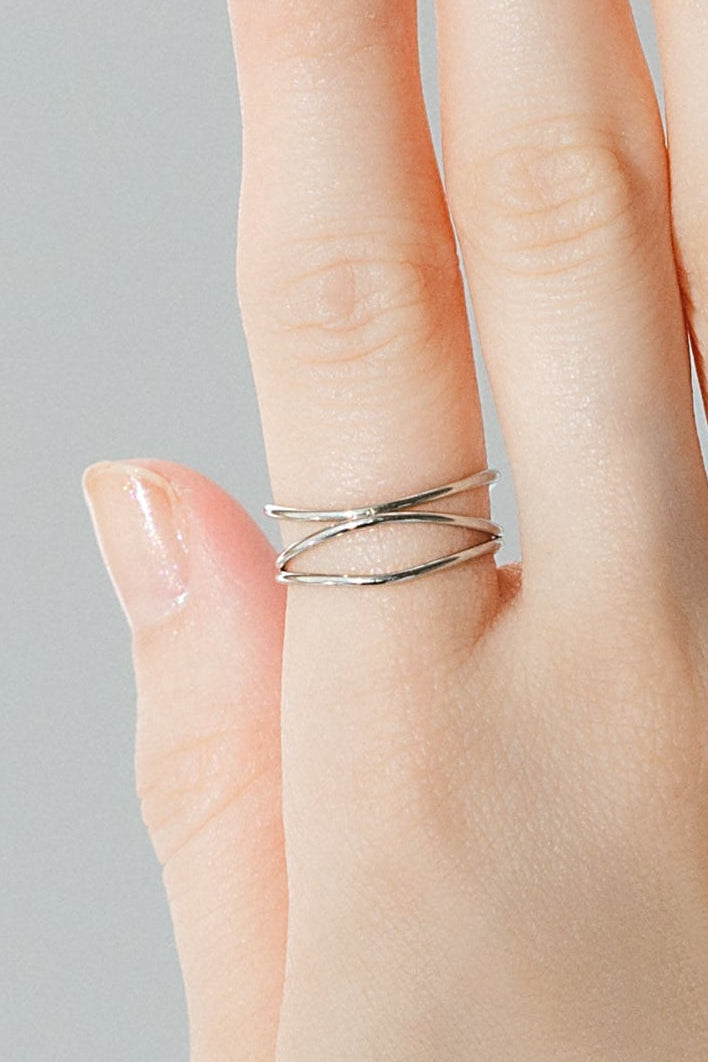 トリプルループラインリング シルバー ディテール 3本のループライン サージカルステンレス EPIS