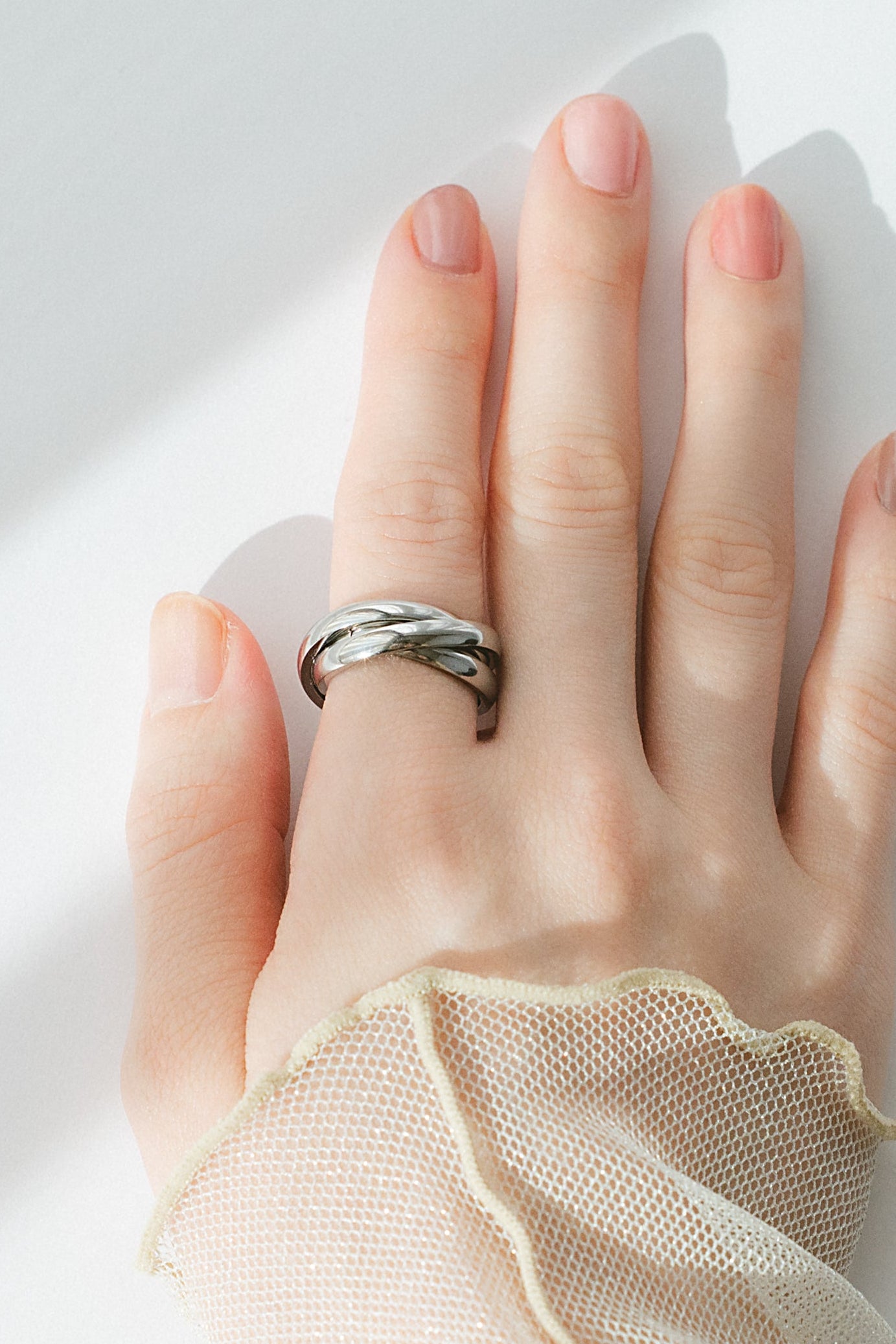 トリプルクロスリング シルバー 3連デザインの華奢リング 重ね付けリング 金属アレルギー対応 EPIS