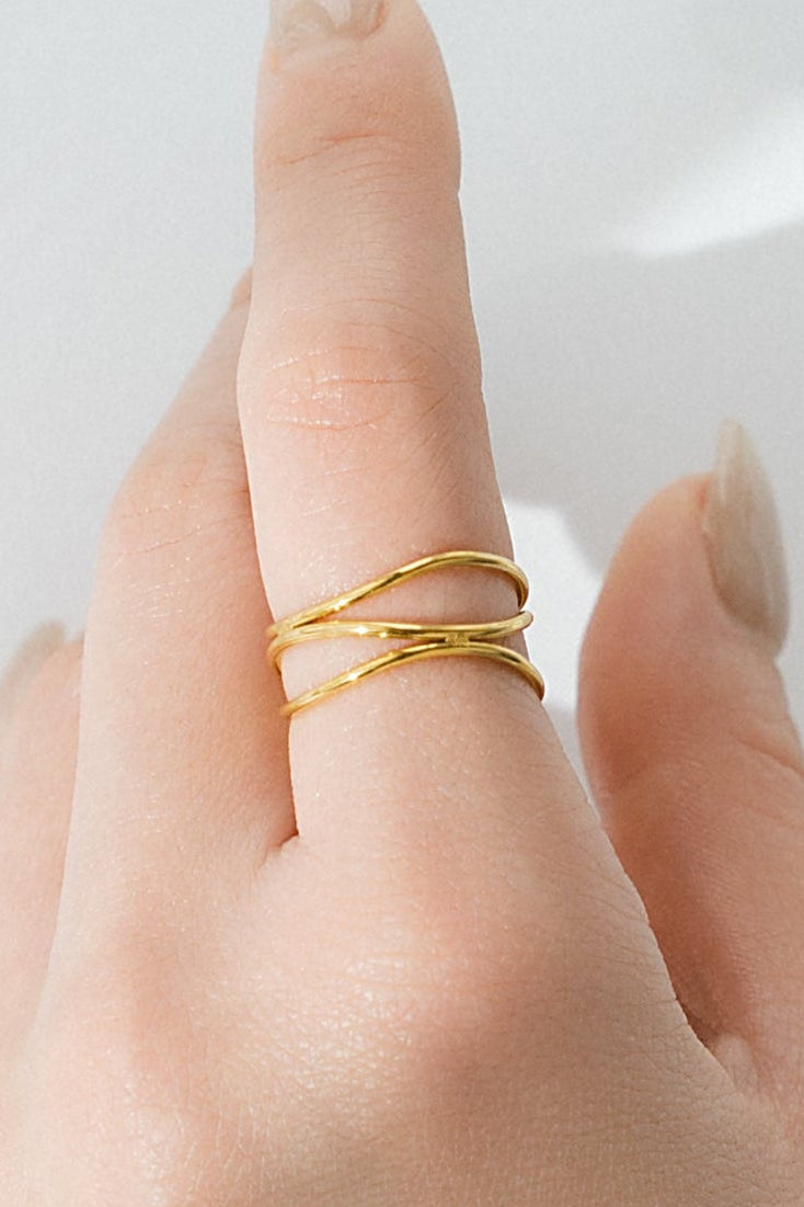 トリプルループラインリング ゴールド 華奢な重ね付けリング サージカルステンレス316L EPIS