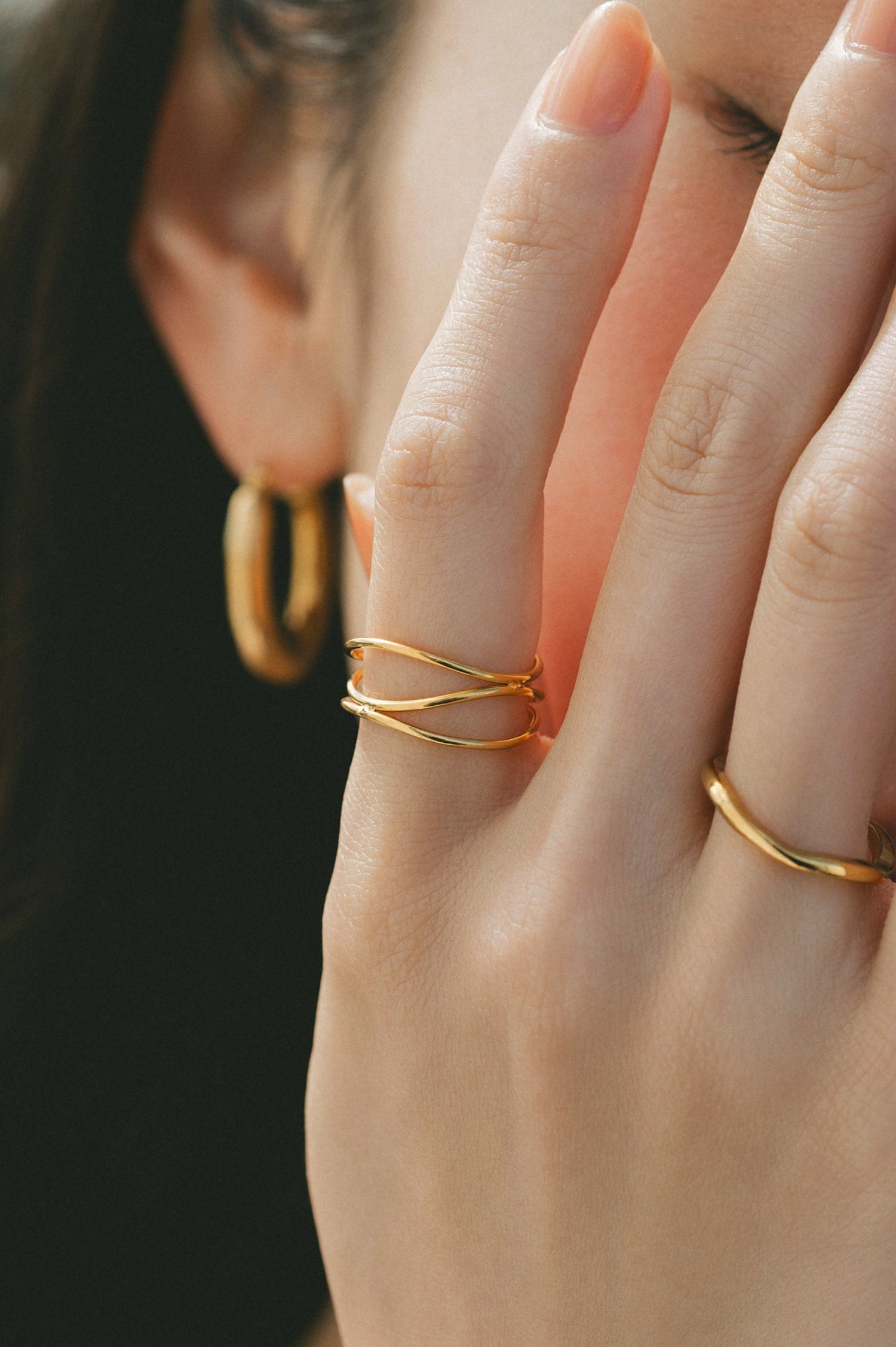 【Wind Rise】Triple Loop Line Ring