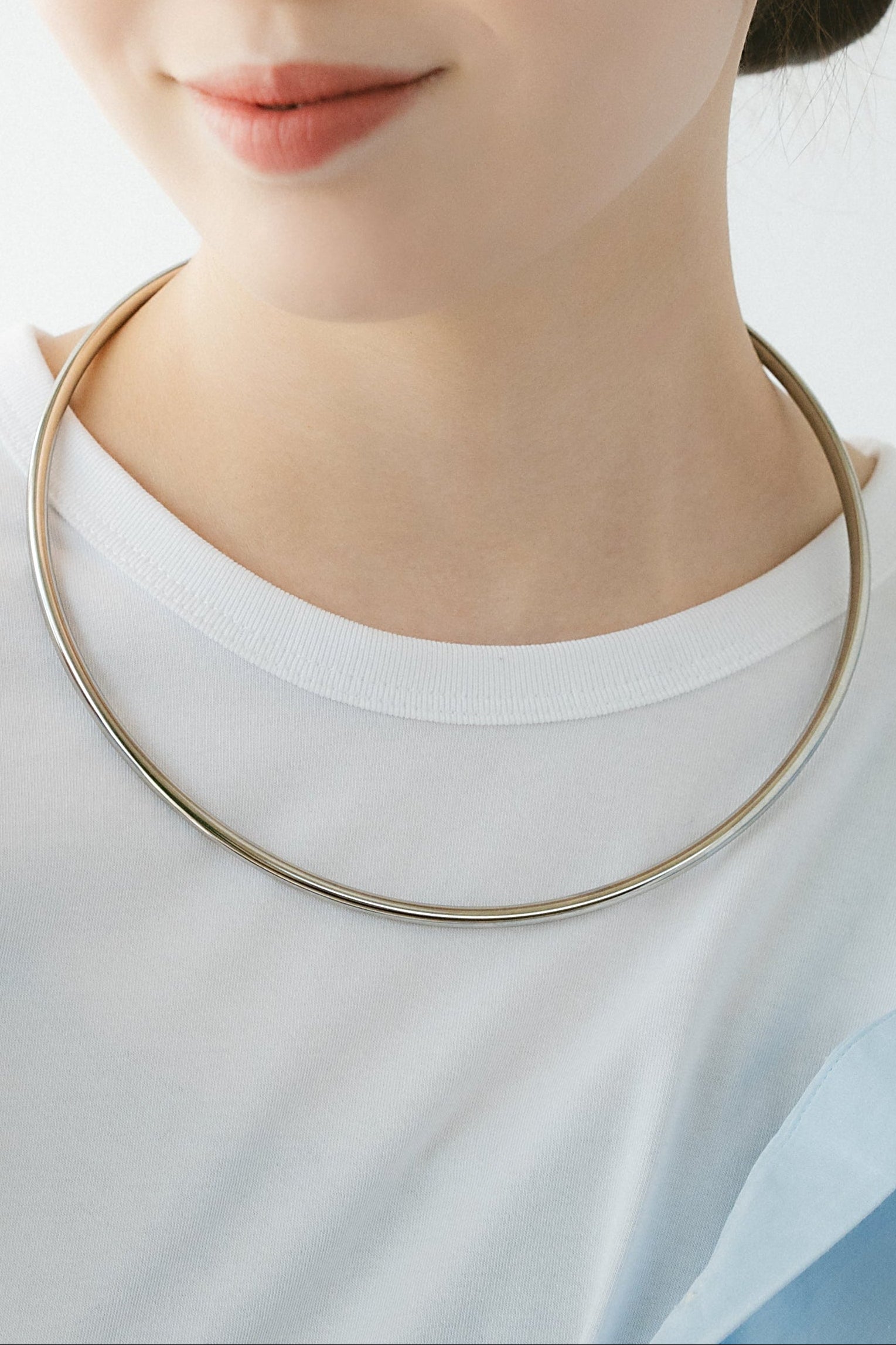 メタルチョーカー シルバー 華奢でシンプルなデイリーチョーカー 重ね付けベース 金属アレルギー対応 EPIS