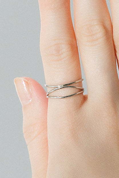 トリプルループラインリング シルバー ディテール 3本のループライン サージカルステンレス EPIS